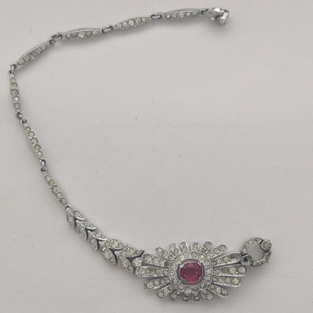 ***Read As Is*** Alfred Philippe Trifari Red Clear Stone Necklace ***Repair***